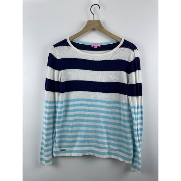 Lilly Pulitzer Women's Medium Cotton Breton Stripe Knit Beachy Nautical Sweater - Picture 1 of 13